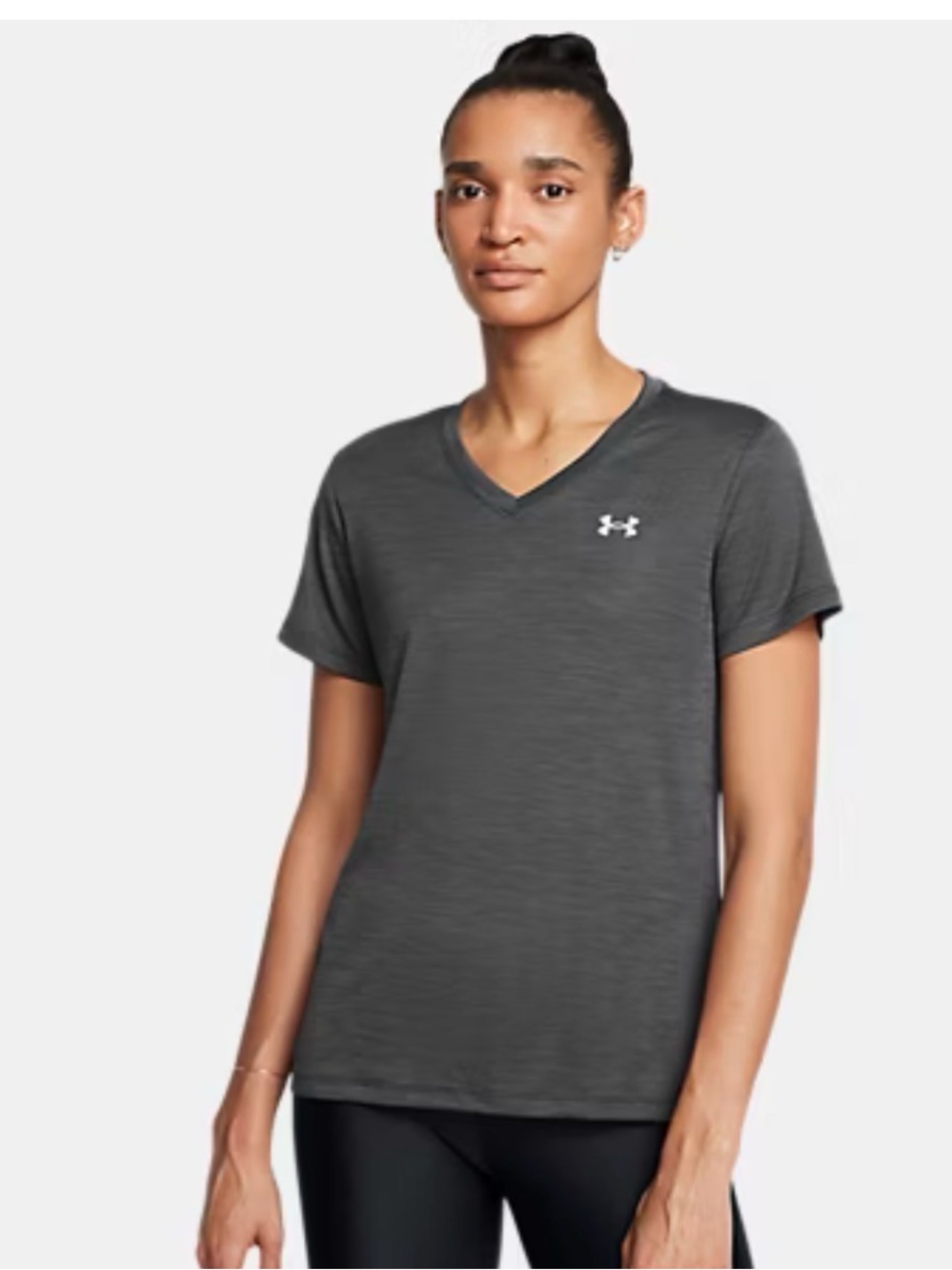Under Armour Women's Short-Sleeve V-Neck Tee - Charcoal Gray